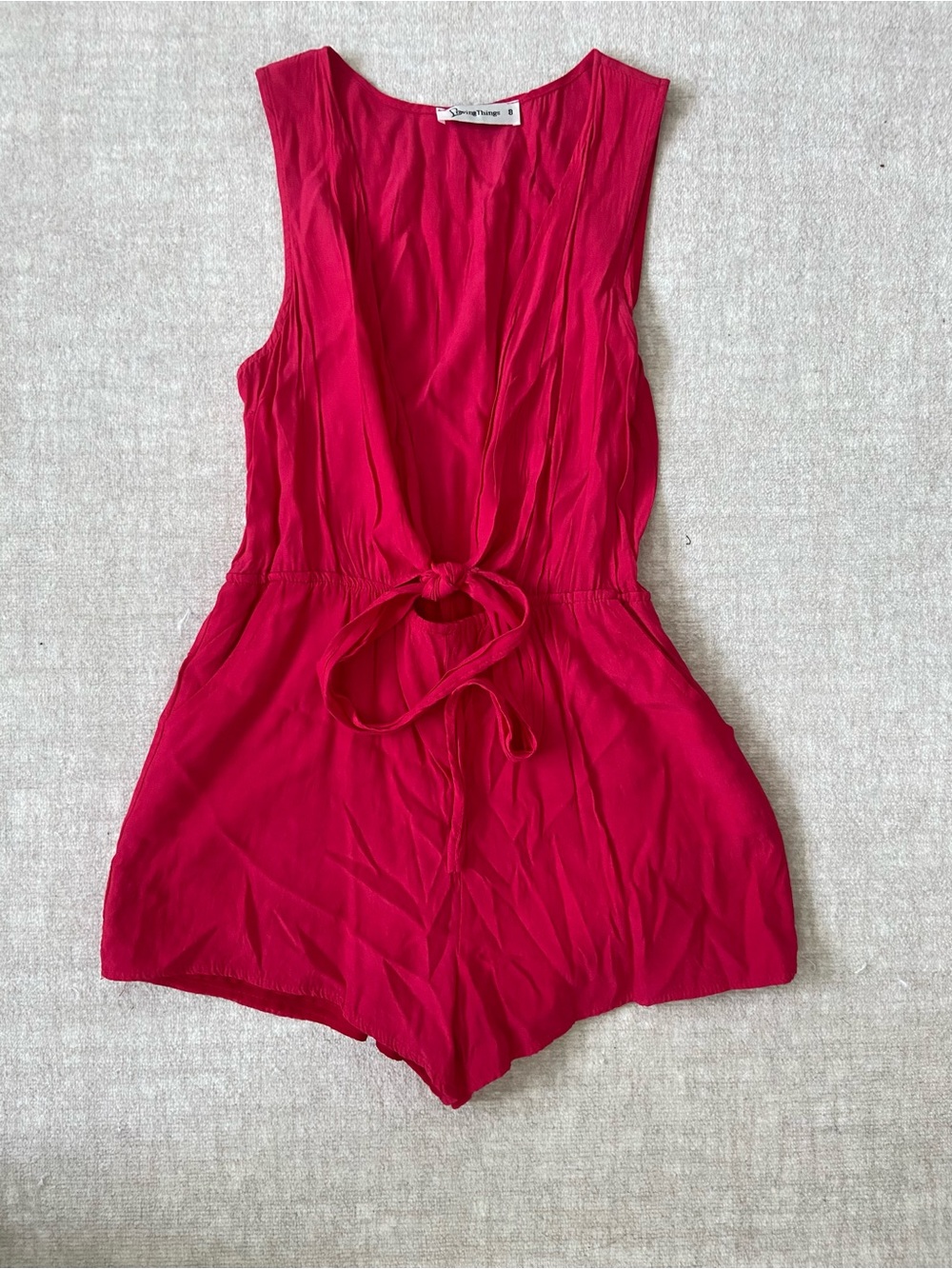 Tie-Waist Sleeveless Romper in Fuchsia